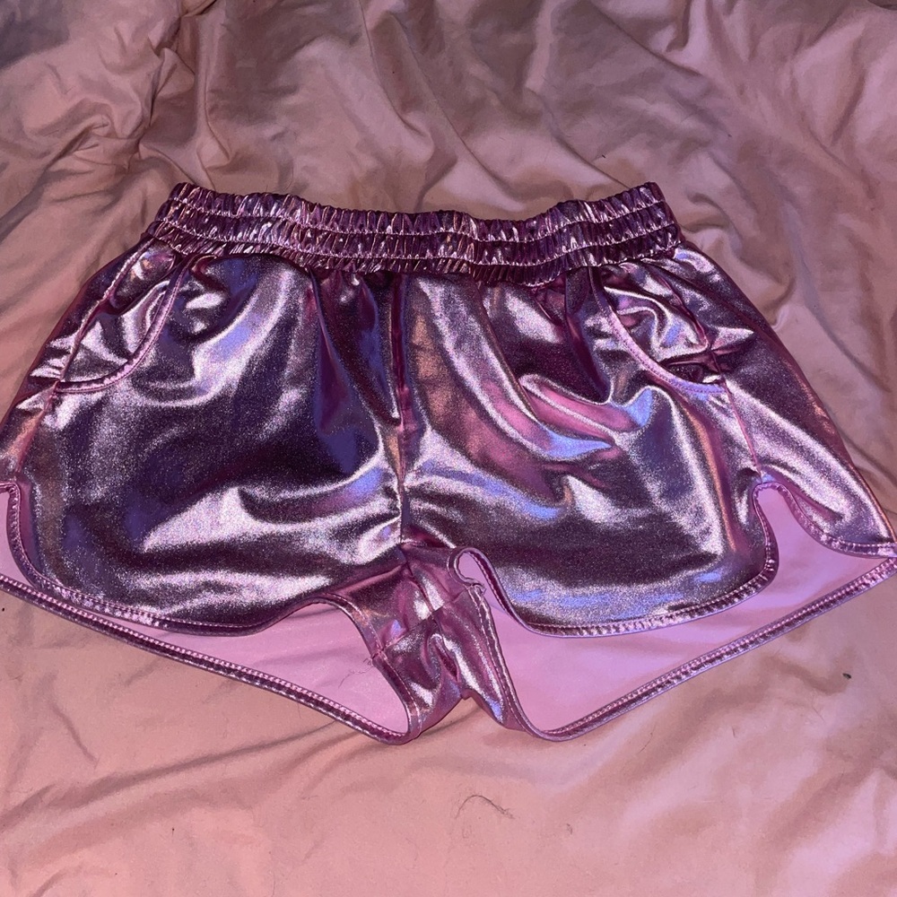 Shiny, pink shorts